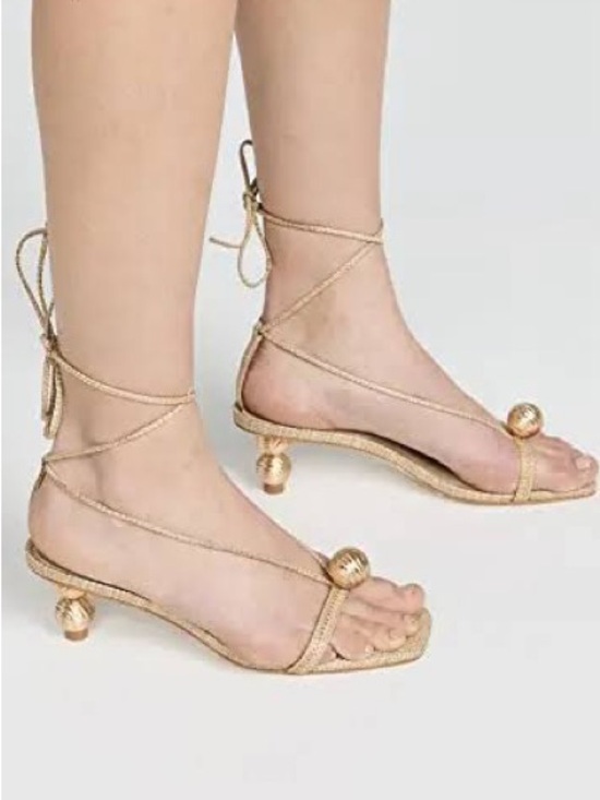 cult gaia Shoes - cult gaia WOMEN'S MINDY SQUARE TOE STRAPPY BALL HEEL SANDALS IN NATURAL